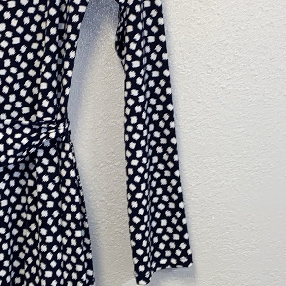 Banana Republic Petite Navy White Long Sleeve Faux Wrap Dress 3018 - Picture 3 of 7